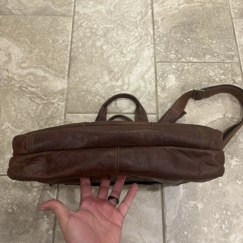 Jack Georges Voyager Buffalo Leather Briefcase #7317, Hand-stained, Cross-body